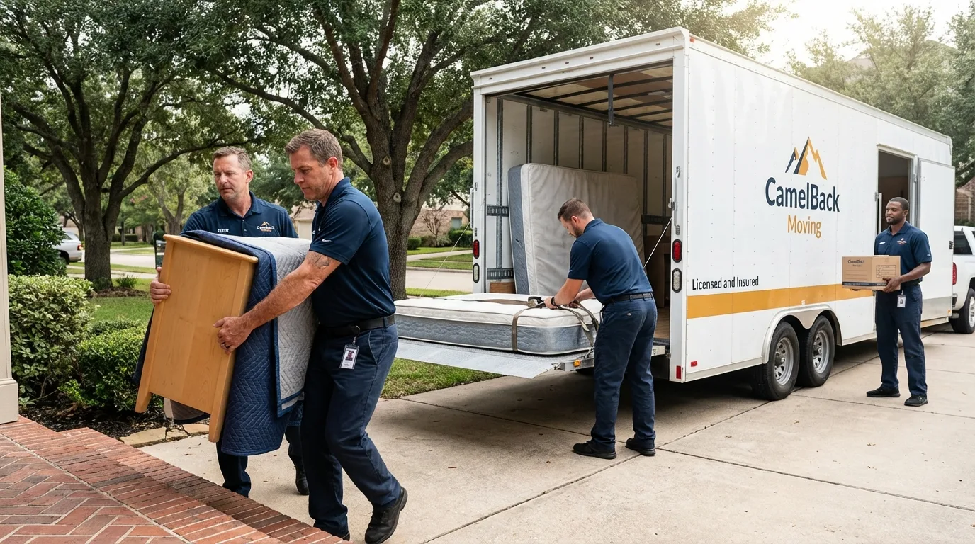 Crew loading residential truck for cross-state move from Whiteriver, AZ